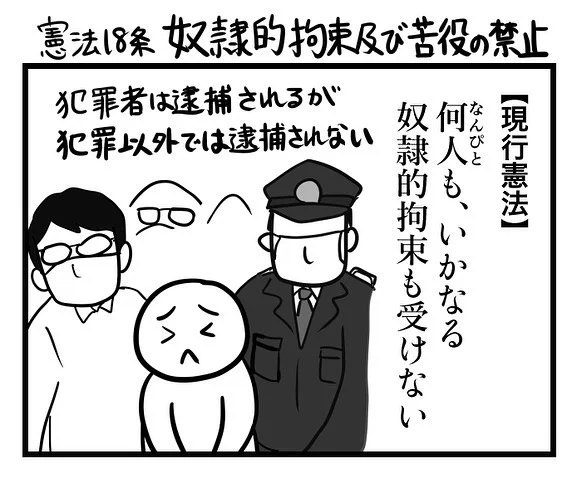 #100日くらいで理解できる憲法入門
憲法18条 奴隷的拘束及び苦役の禁止 