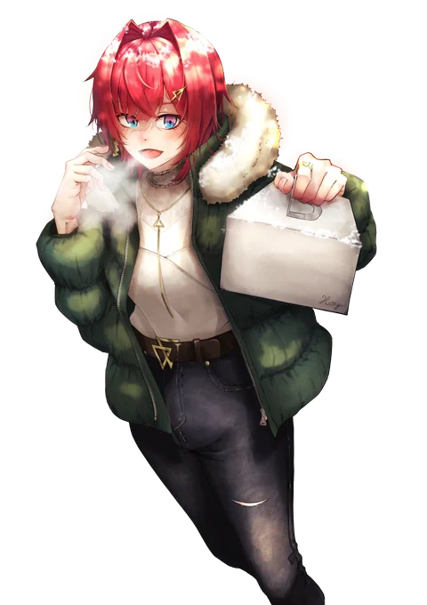 トリミング前と透過素材#絵ンジュ 