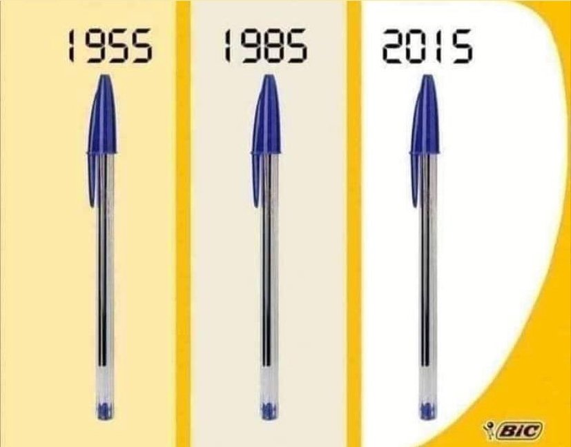 نشرت شركة BIC هذه الصورة وكتبت :

لا تحاول تغيير شيء طالما لا زال يعمل