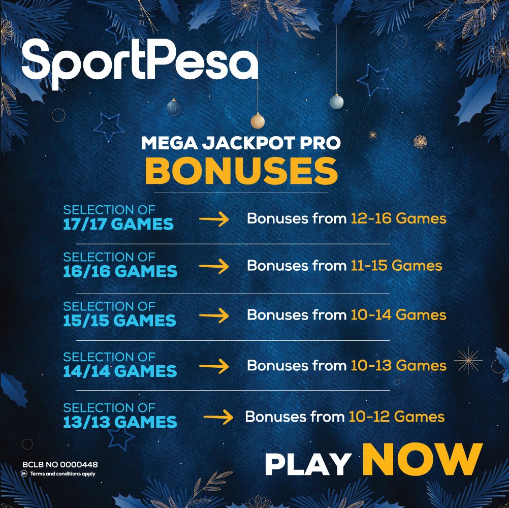 You are 17 games away from walking away with #SportPesaMJPPRO. Bonuses zetu ni za ki-sure na za nguvu na unalipwa INSTANTLY.

CHAMBUA, CHEZA, SHINDA!

Play ➡️ spp.ke/Jackpot   
Register ➡️ spp.ke/Register   
Download APP ➡️ spp.ke/SportPesaAPP