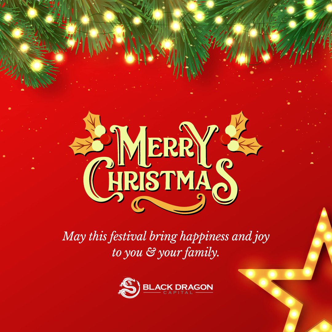 Merry Christmas from the Black Dragon family! Wishing everyone a season of peace, joy, and warmth this year. May you and your family have a splendid holiday.

#MerryChristmas #HappyHolidays #BlackDragonCapital