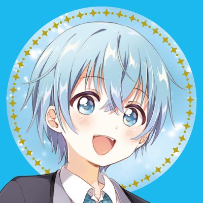 blue eyes 1boy blue hair male focus solo smile open mouth  illustration images