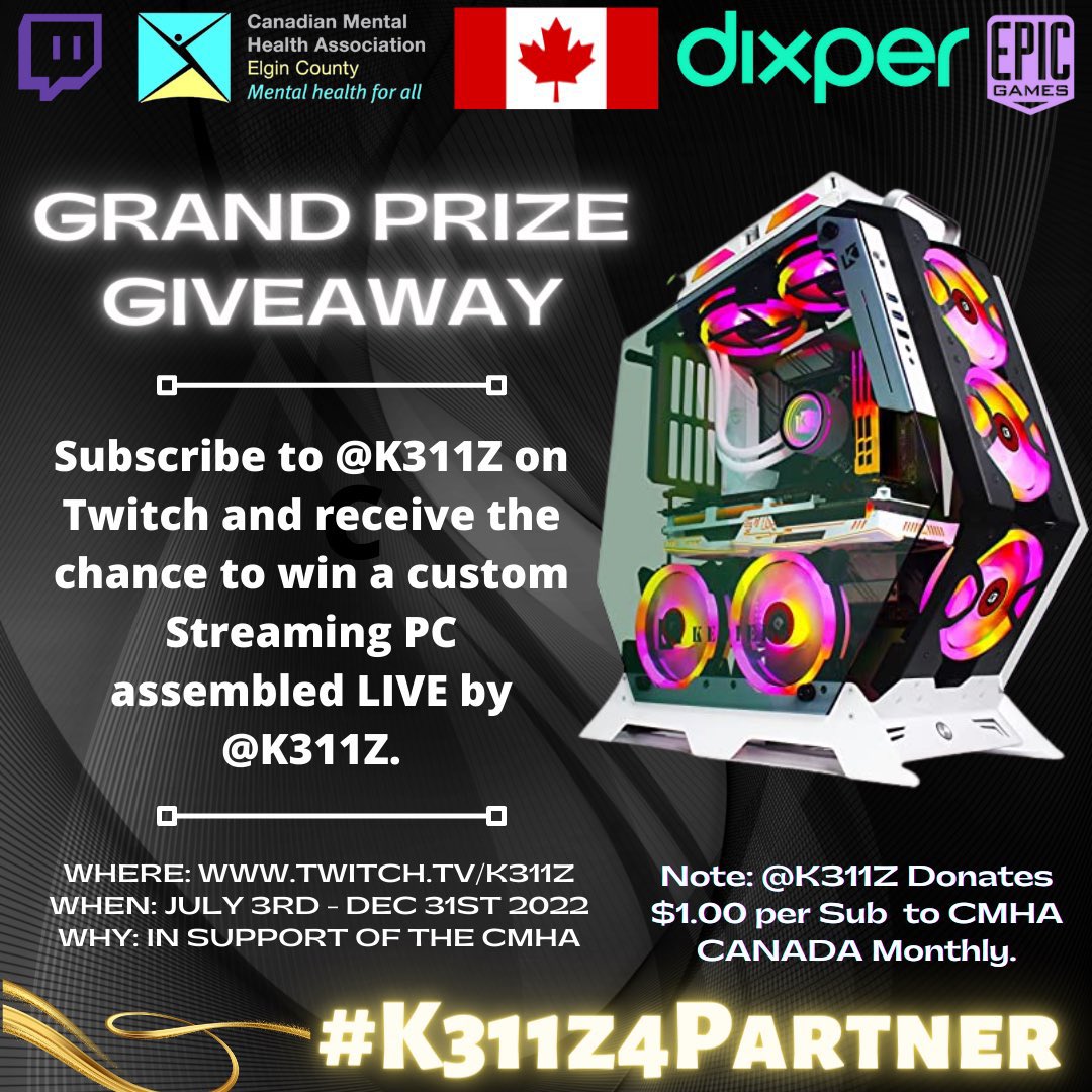 itsK311Z's tweet image. #RT this to gain a free entry to win a custom #gamingpc from your favourite Canadian Streamer: @K311ZOfficial - drawn on #NewYearsEve 🖤 BE THERE  XO