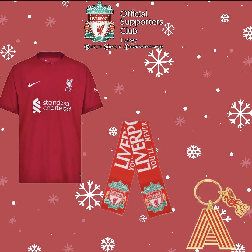 Yılbaşı Özel Çekilişi!🎄🎆🎊🎁

31 Aralık tarihine kadar bu Tweeti RT edip hesabımızı takip eden bir kişiye, 2022-23 Liverpool Forması, 1 kişiye Atkı ve 1 kişiye de Anahtarlık hediye ediyoruz. 🔴

Kazanan isim 1 Ocak tarihinde açıklanacak. Herkese bol şans. 🍀

#YNWA #LFCFamily