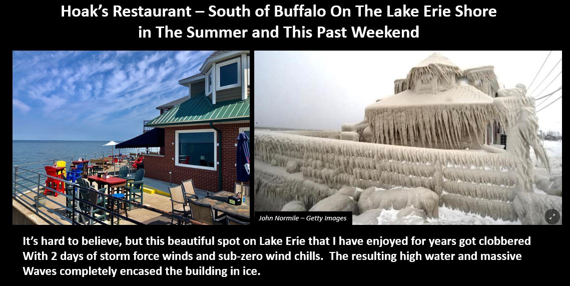 What an amazing photo of what Nature can do. Hoak's is a great restaurant on the Lake Erie shore just south of #Buffalo. They will be back doing business soon, they've been here before. #winter