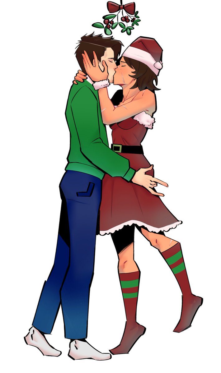 Holiday Kiss commission by @_rosedraws #dc #dccomics #art #batgirl #superboy #cassandracain #cassandrawayne #konel #connerkent #casskon #koncass #christmas #holidayseason