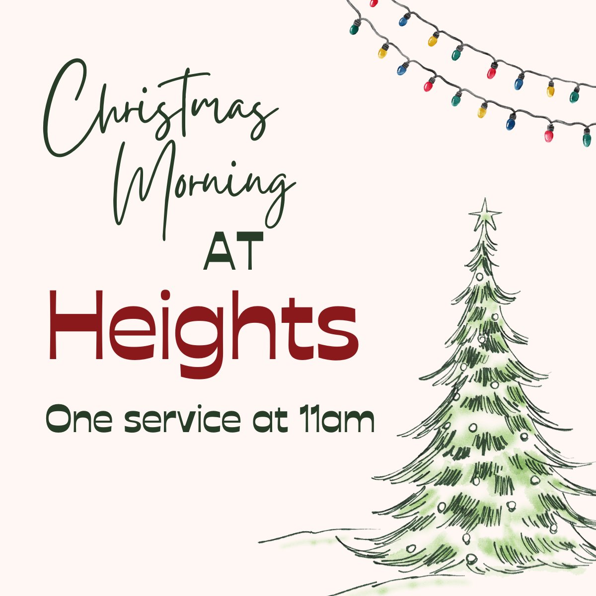 HeightsChurchSC's tweet photo. You are invited to join us this morning for our Christmas communion service at Heights Church.  We will be having one service only at 11am. https://t.co/tN6teTVkGZ