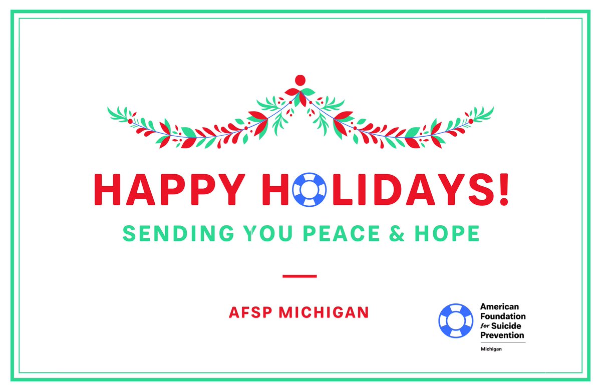 AFSPMichigan's tweet photo. From our family to yours, wishing you a happy and healthy holiday.
May your day be filled with love, peace and HOPE!
Merry Christmas!
#afspmichigan https://t.co/3QAgWkbevR