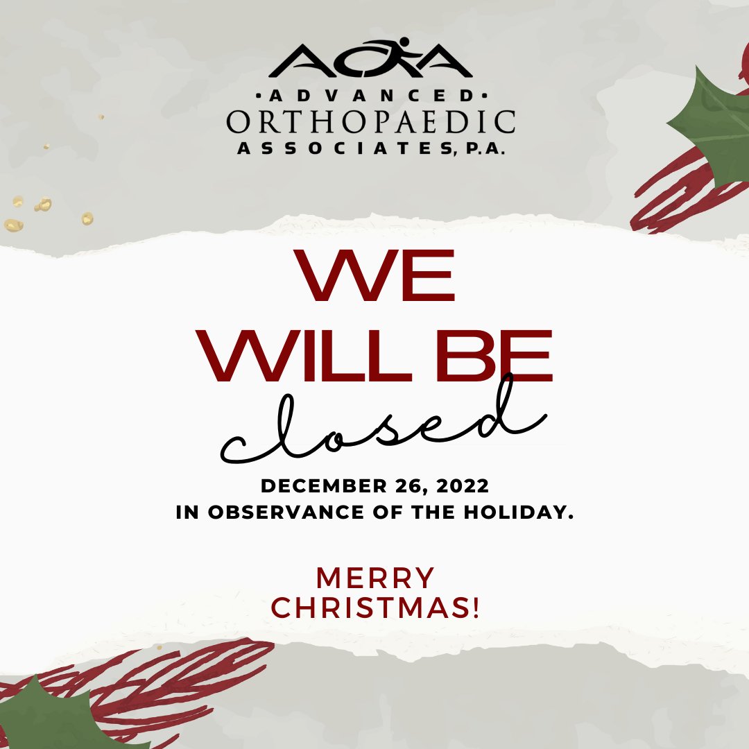 Merry Christmas from all of us at AOA! We will be closed on Monday, December 25th, 2022 in observance of the holiday. We will re-open on Tuesday, December 27th, 2022 with normal business hours.