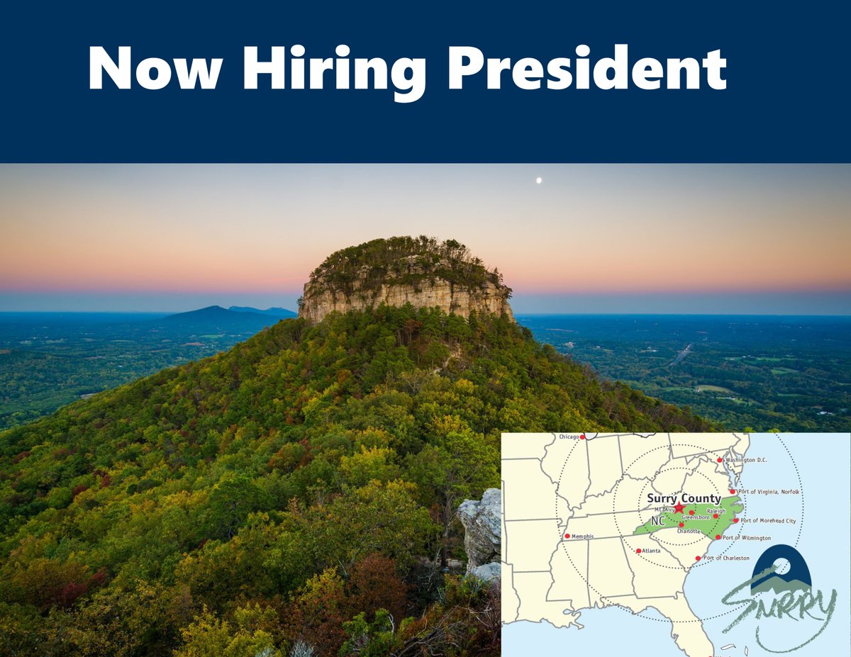 Now Hiring! Surry County EDP is currently searching for the next President.  For information about the job click the link ow.ly/PGkM50M2lsL
Submit resume and cover letter by December 31, 2022, 5:00PM to cmorphis@creativeedc.com. #hiring #nowhiring #jobs #economicdevlopment