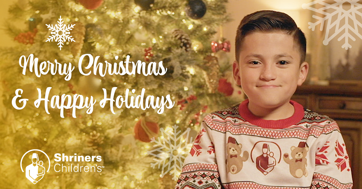 shrinershosp's tweet photo. Merry Christmas and Happy Holidays from Shriners Children's! 🎄 https://t.co/05zjagNyq4