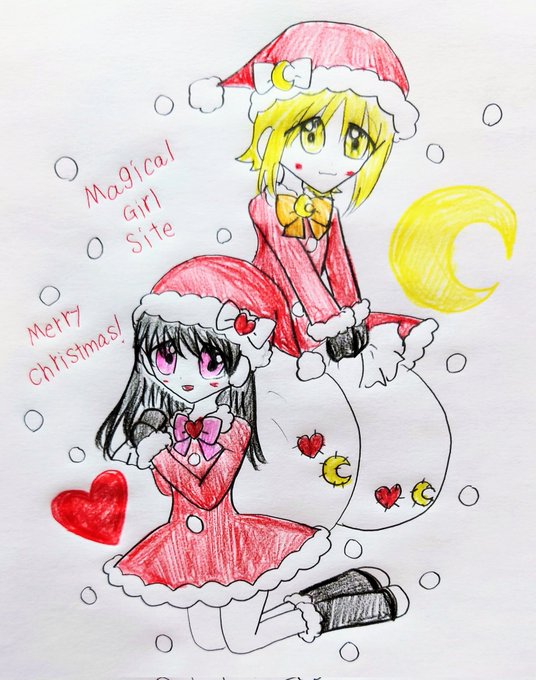 当日ギリギリで描いた、まほサイクリスマスイラスト…🎅🎄（二枚目は急いで書いてたのもあって、ちょいスペル書き違いしちゃいま