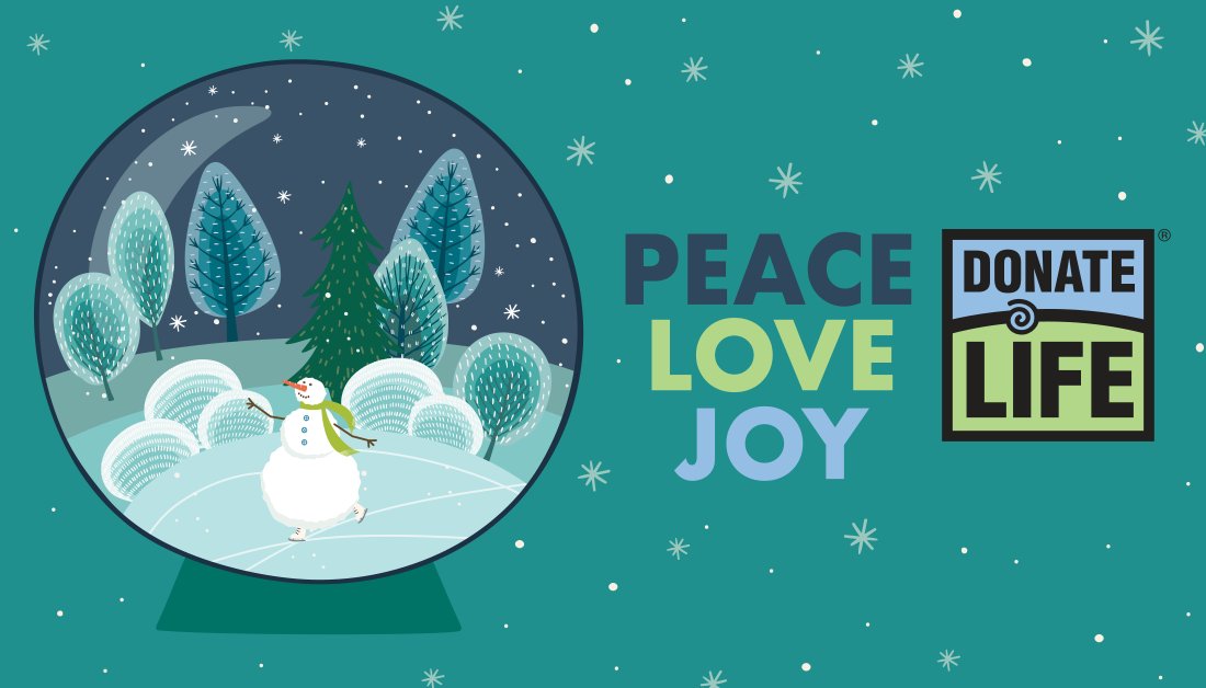 Merry Christmas! Wishing you all peace, love, joy and LIFE this holiday season. #DonateLife #HappyHolidays #MerryChristmas 💙💚🎄