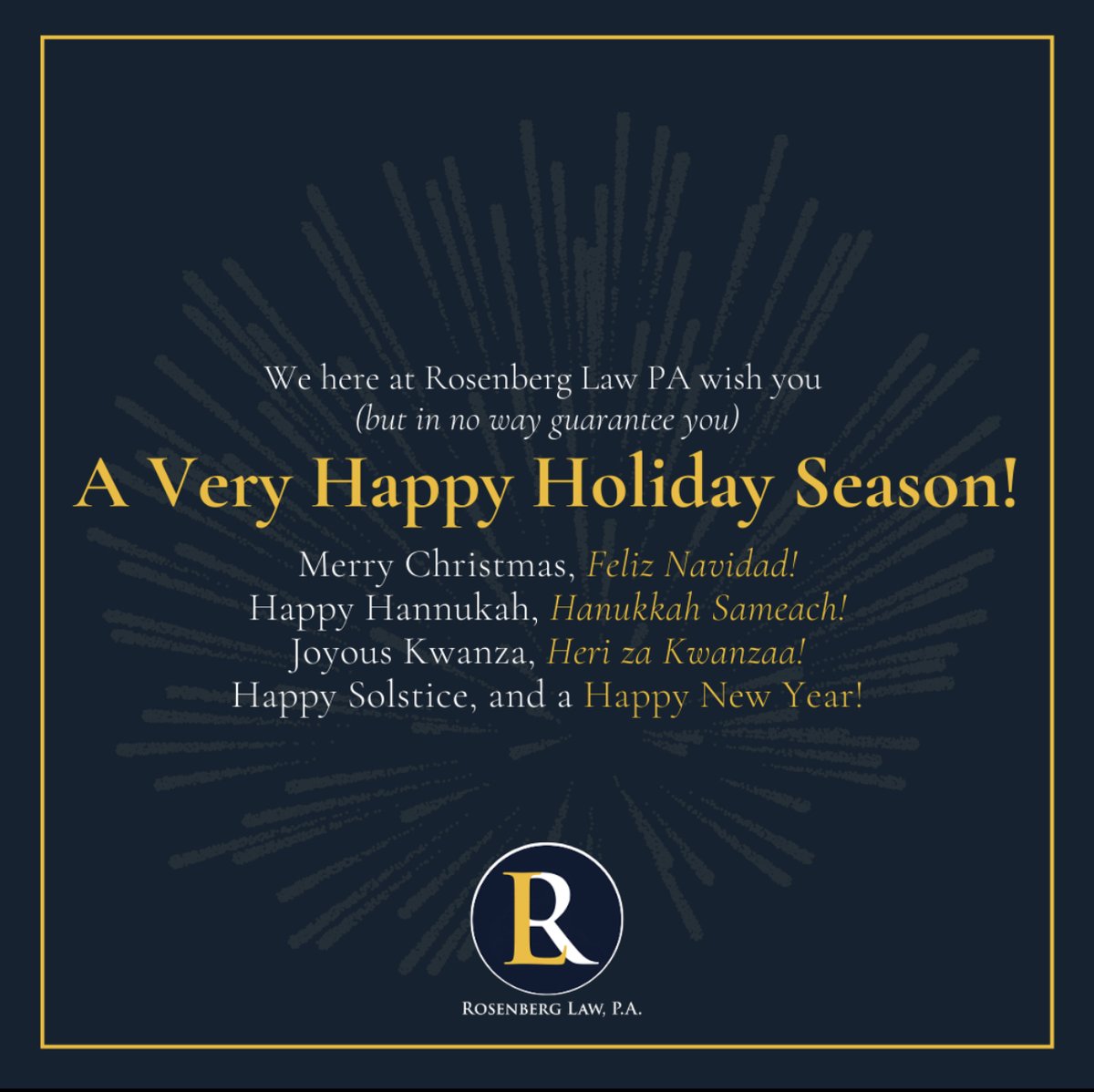 A very merry Christmas to you and yours. We hope you’re having a  fantastic holiday season #rosenberglawpa