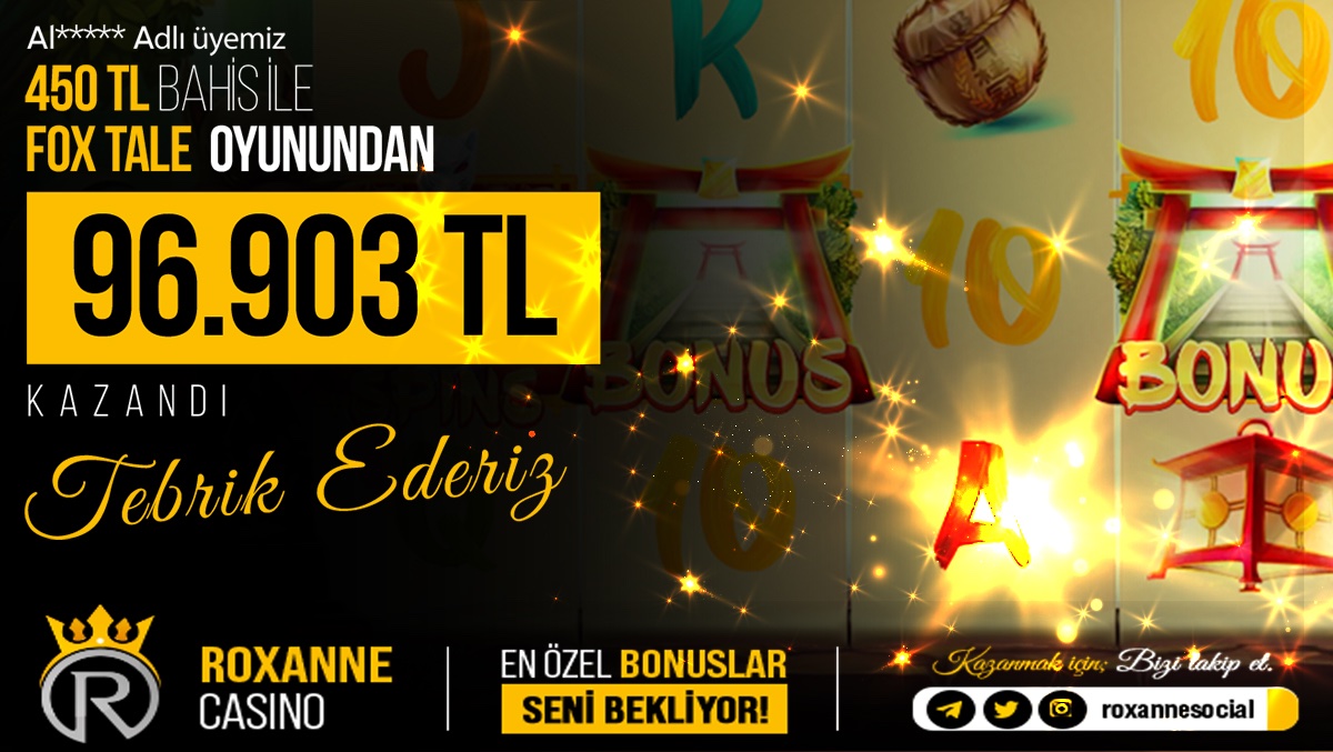 BU MASAL DİYARINDA ALTINLARA BOĞULACAKSINIZ💰💰 Roxanne Casino’da FOX TALE oyununda bugün üyemiz tamı tamına 96.903 TL kazandı💸💸 Kendisini tebrik ediyoruz🎊🔥🔥 🎁Sende en özel bonuslarla oynamaya başla✅