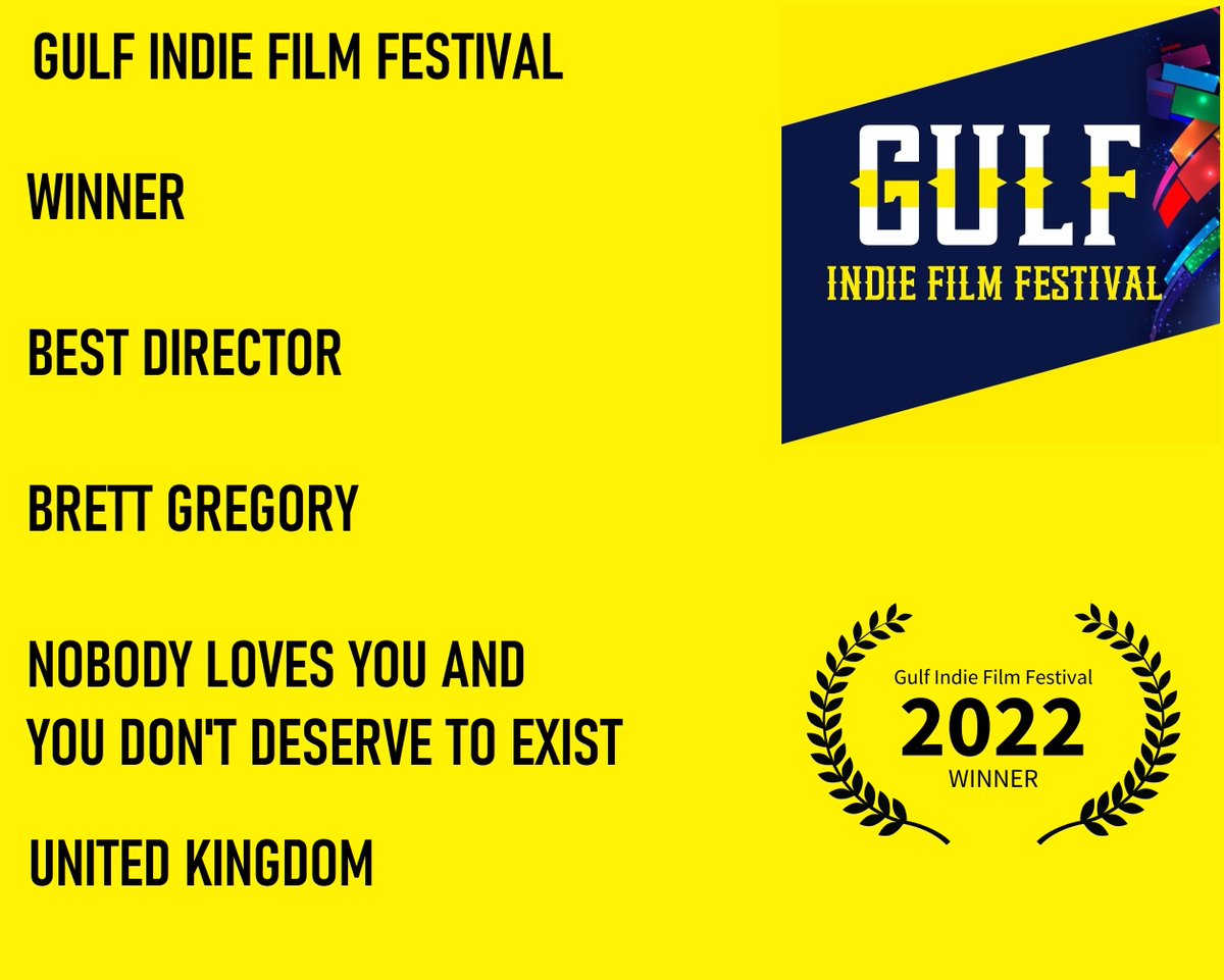 seriousfeather's tweet photo. A NON-CHRISTIAN CHRISTMAS DAY WIN! Best Director and Best Feature Film for 'Nobody Loves You and You Don't Deserve to Exist' at the Gulf Indie Film Festival in Dubai 🇦🇪😎🇦🇪 #indiefilm #Manchester #Dubai #filmfestival #awards2022 #WorkingClassCreatives #NeverGiveUp #Britishfilm https://t.co/ugqeqRy9sn