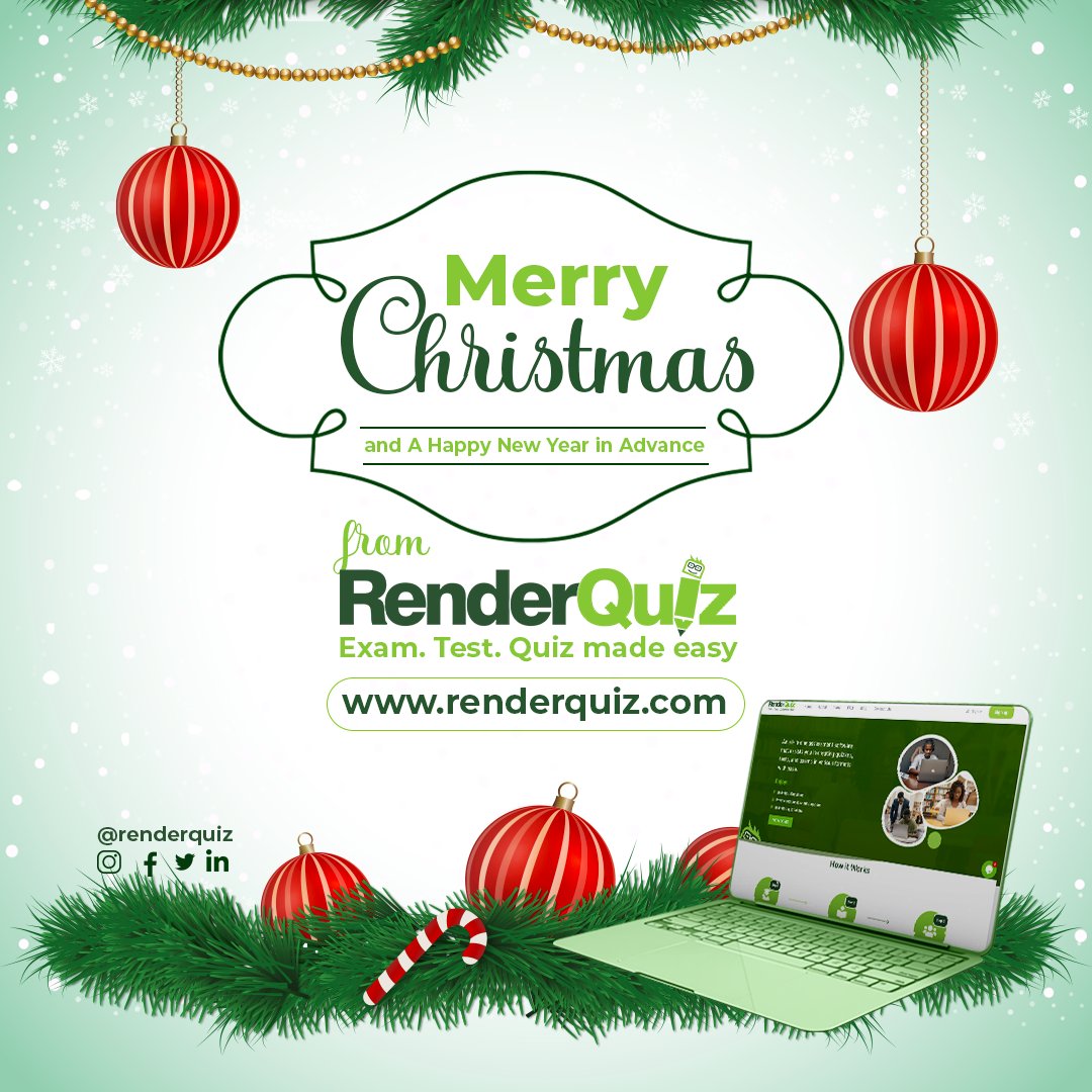 Renderquiz's tweet image. Merry Xmas ⛄ and a Happy New Year in Advance from all of us at RenderQuiz 🎉. Let love lead this season 💗🌲
visit:renderquiz.com 

#MerryChristmas #onlineexams #onlinequiz #onlinetest #love  #renderquiz
