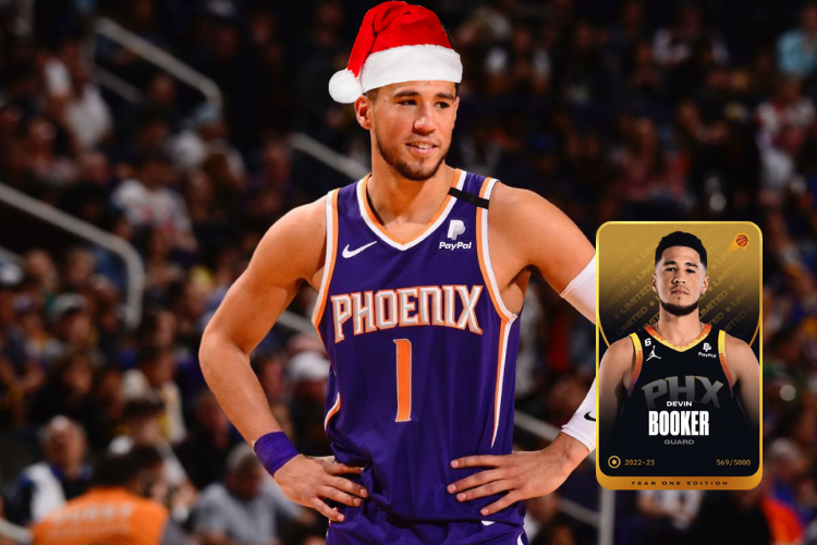 In honor of Christmas Basketball, we are giving away Devin Booker limited card on @SorareNBA 🎅🏾

Rules: 🏀
- Follow Me
- Like this post
- Tag <a href="/DevinBook/">Book</a> below and say Merry Christmas

(The winner will be announced before tonight's tip-off!)