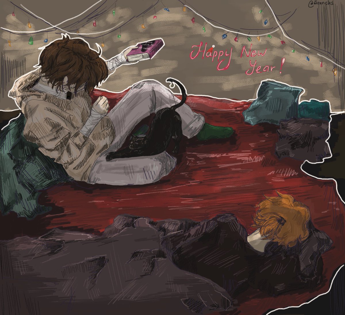monrichs's tweet photo. these guys congratulate everyone on the coming New Year!🎄

#bsd #soukoku #文豪ストレイドッグス #太中 #dazai https://t.co/I24XjEILx1