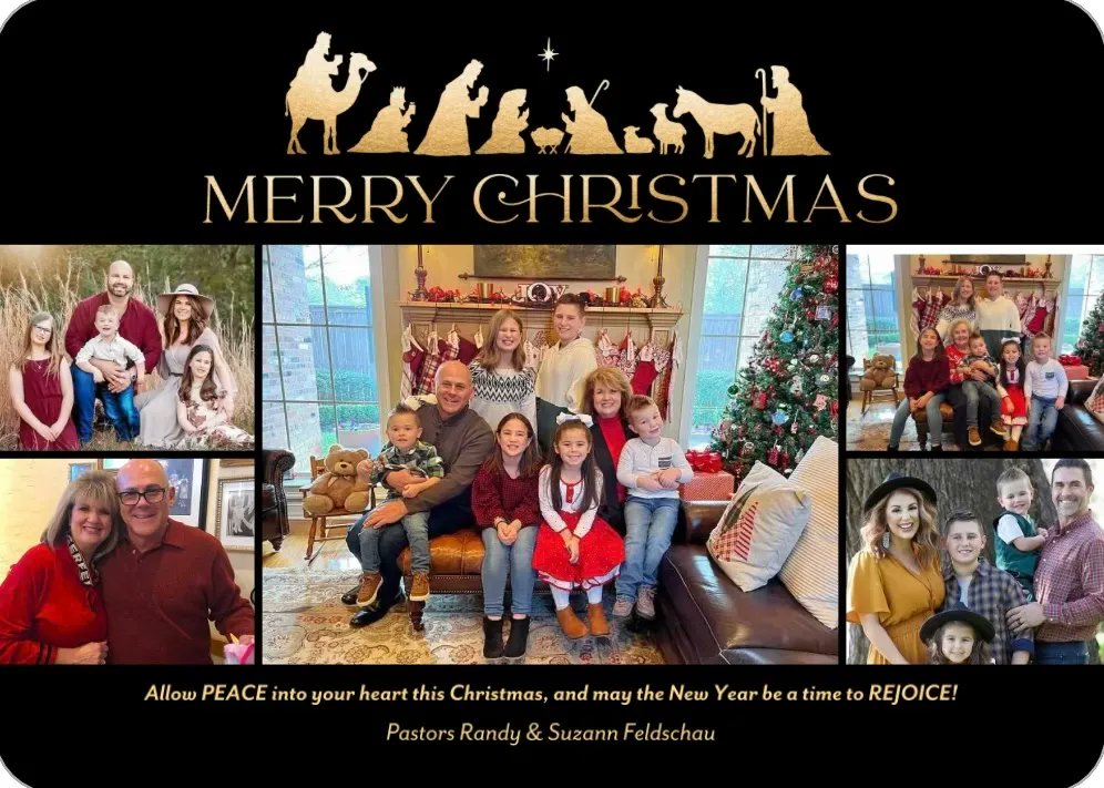 RandyFeldschau's tweet photo. MERRY CHRISTMAS FROM OUR FAMILY TO YOURS! We love you &amp; pray your Christmas is filled with the Joy of the Lord.

Reminder: We will not be having service this morning. Enjoy the day with your family! https://t.co/Ba8TeTXFaZ