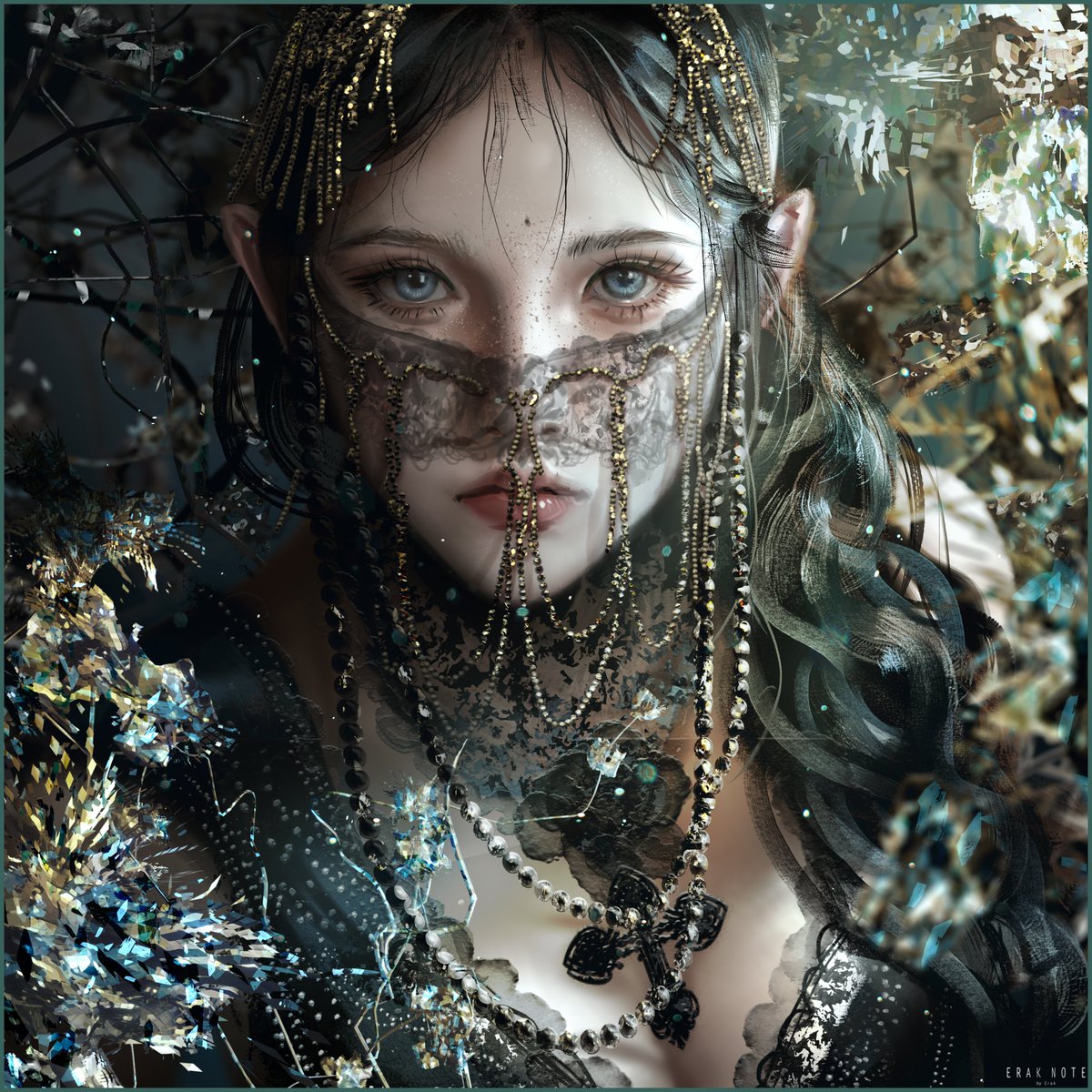 Erak_Note's tweet image. Flower and Iron - Black.
Photoshop drawing