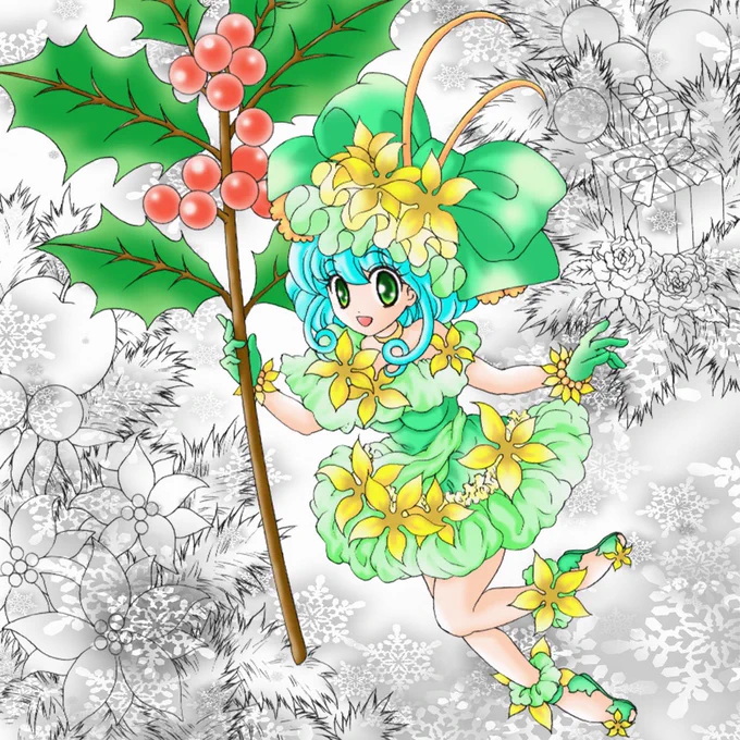 「クリスマスの絵色違い」ブログ書きました昔描いたイラストですが紫色の衣装の方は昔のアイドルっぽいデザインで描きました魔法少女アイドルみたいな設定色を変えているバージョンもあり 背景は白黒も用意してましたねクリスマス#魔法少女#服#漫画#イラスト 