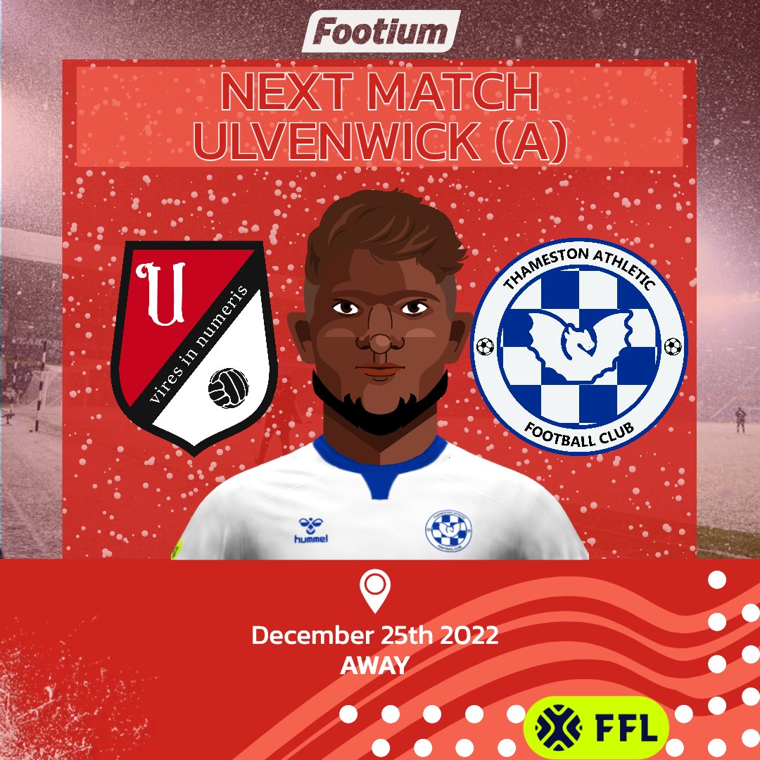 Merry Christmas, #Footium community!🎄 
We are on the road today, taking on <a href="/UlvernwickFC/">Ulvernwick F.C.</a> in a highly anticipated match for one of the top 4 positions. 
The boys are primed for today and ready to bring their best to the pitch. 
So grab some eggnog and get ready for a top clash!⚔️