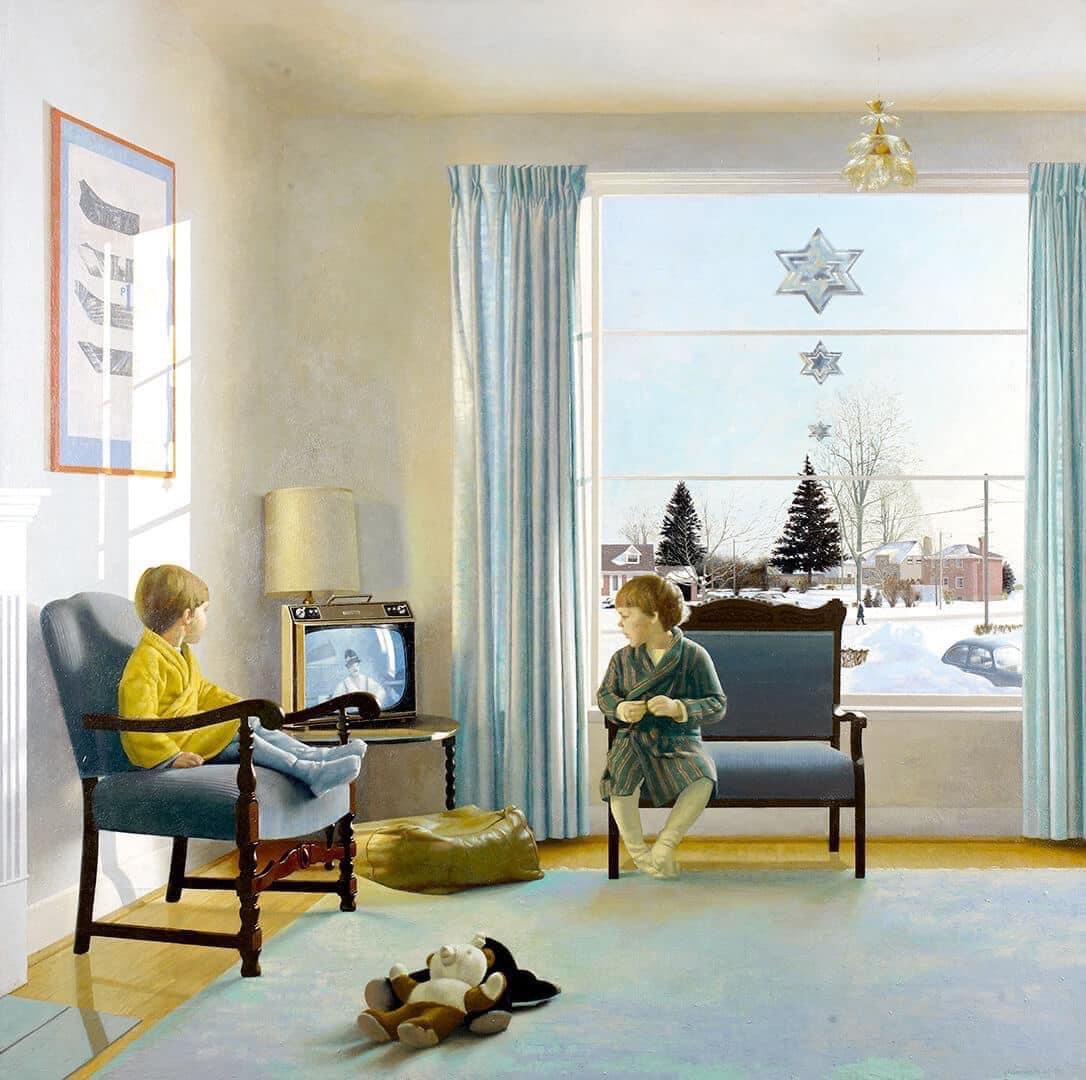 davidheathTO's tweet image. Merry #Christmas2022!  My favourite Christmas-themed #Canadianpainting, once again: “SUNDAY MORNING No. 2&quot;, (1968-70) by #JackChambers of #LondonOntario 
#CanadianPainter #CanadianArt