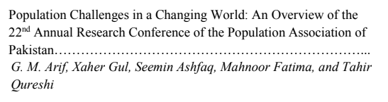 NUSTJSSH's tweet photo. Are you interested in reading about Population Challenges in a Changing World?

NJSSH special issue presents an Overview of the 22nd
Annual Research Conference of the Population Association of Pakistan by G. M. Arif, Xaher Gul, Seemin Ashfaq, Mahnoor Fatima, and Tahir Qureshi! https://t.co/WX9PBNbyi1