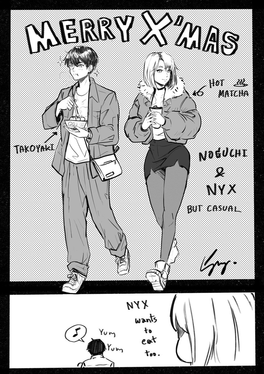 Merry Christmas from Noguchi and Nyx, everyone! 🎄

Huge thanks for this lovely manga by <a href="/guy1994s/">GUY1994s</a> 

#Xmas | #MerryChristmas | #RoninofOkane