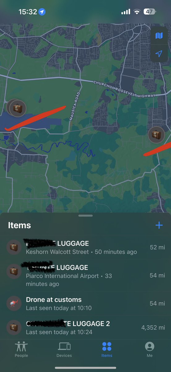 ODHunte's tweet photo. @British_Airways @piarcointlairp1  @TTPoliceService @AmericanAir seems that whoever opened my sons’ 2 day delayed suitcase &amp; removed an item at Piaco airport and took it home didn’t realise he was taking a tracker that now gives his home address.  Are you going to take action? https://t.co/M7V6G4YJaR