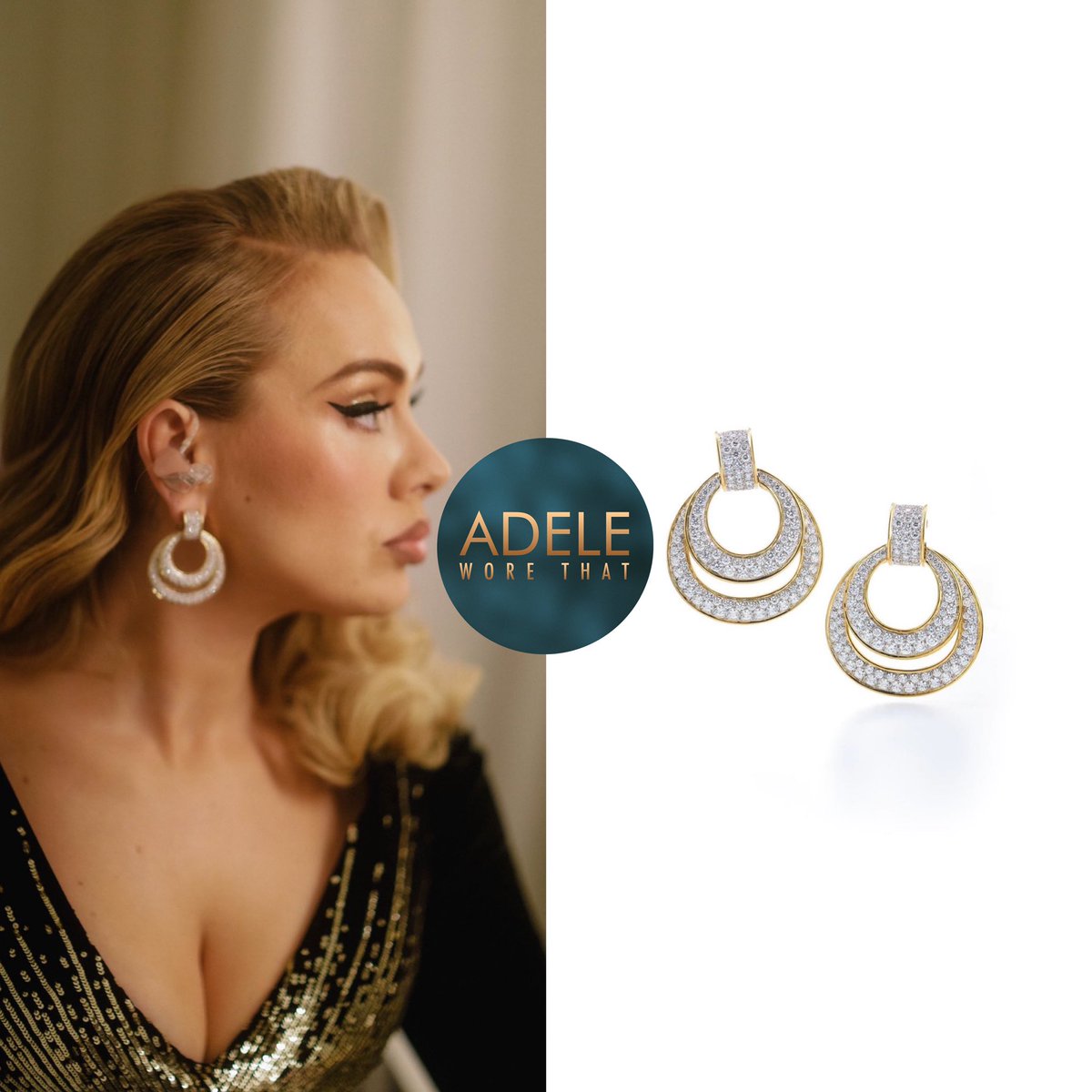 adeleworethat's tweet image. Week 6 of “Weekends With Adele”

Adele wears 18K gold &amp;amp; platinum brilliant-cut diamond double hoop earrings £108,000 by @DavidWebbJewels 

instagram.com/p/CmmdyUeNHNt/…