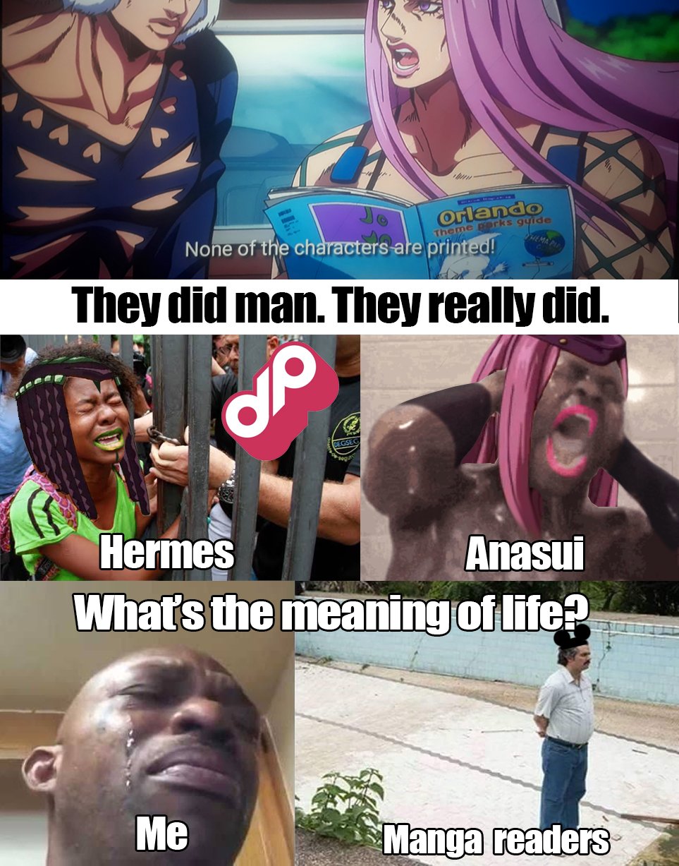 JoJo fans making the worst memes in existence on X: This is probably the  one that started the horrible bad thing happens but its a jojo reference  so its funny trend  /