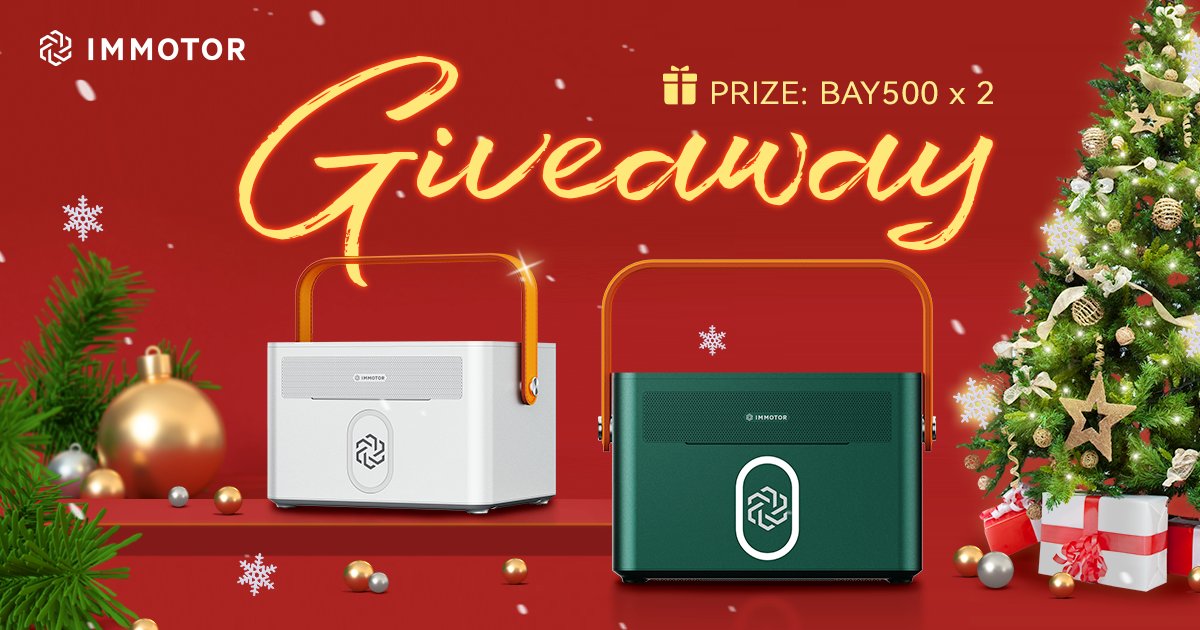 immotortech's tweet photo. Level up this Christmas with one of our biggest giveaways of the year!
Prize: Two IMMOTOR BAY500 Portable Power Station (US version)

More details about the IMMOTOR x CES 2023 Giveaway, please visit the below website: https://t.co/okEZ1lHrxI

#IMMOTORCES #CES2023 https://t.co/cQCB8Zm0S4