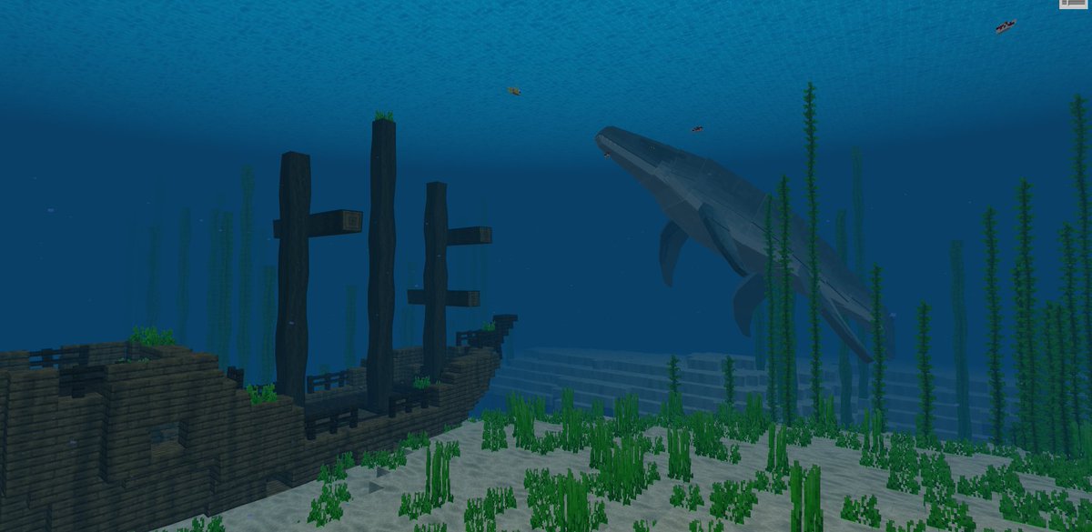MinecraftYuche's tweet photo. Mosasaurus and  the sunken ship
#Minecraft 
#Blockbench https://t.co/gh6oi5JU5m