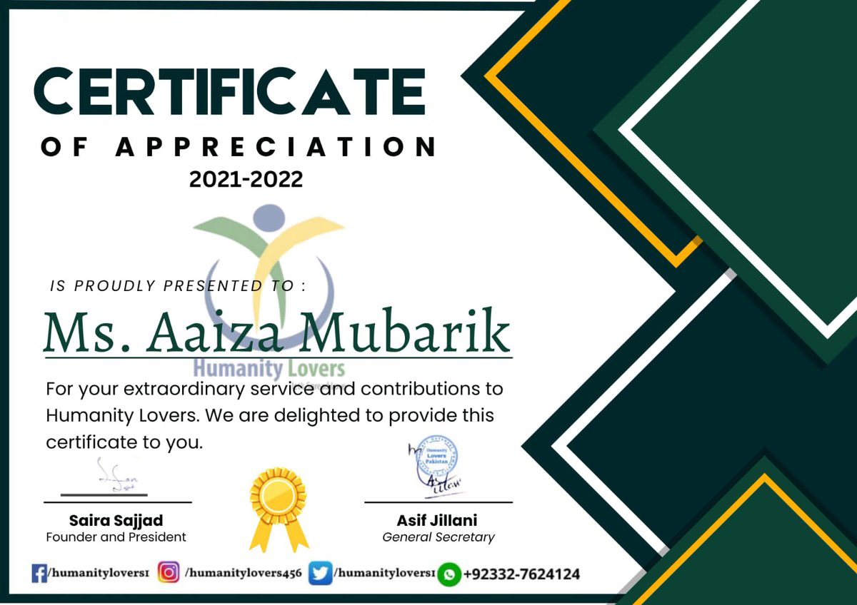 Humanitylovers1's tweet photo. #Humanitylovers #humanitylover #humanity #appreciationpost #Appreciations #certificate #love #humanrights #development #ngo #Pakistan https://t.co/2o1q8MUVtP