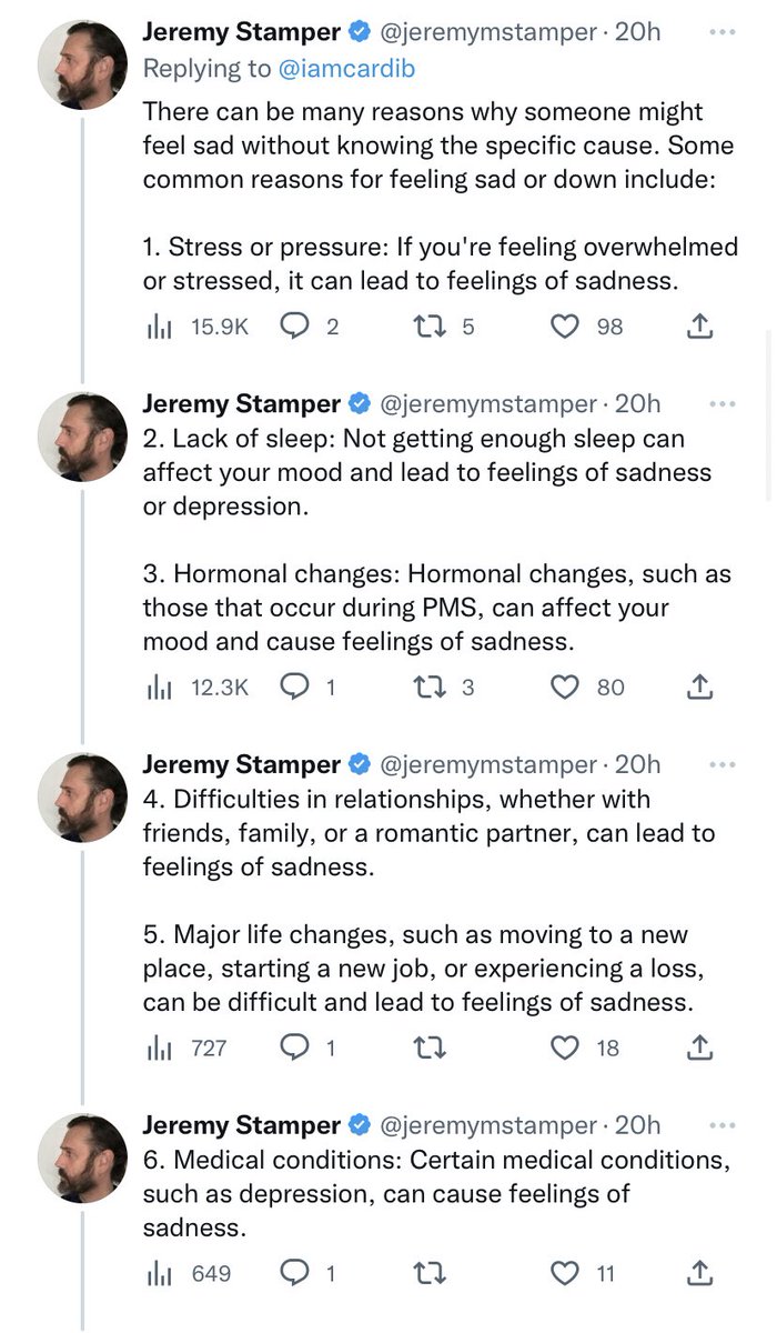 99% sure this reply by <a href="/jeremymstamper/">Jeremy Stamper 🇺🇸 🇺🇦</a> is chatGPT.