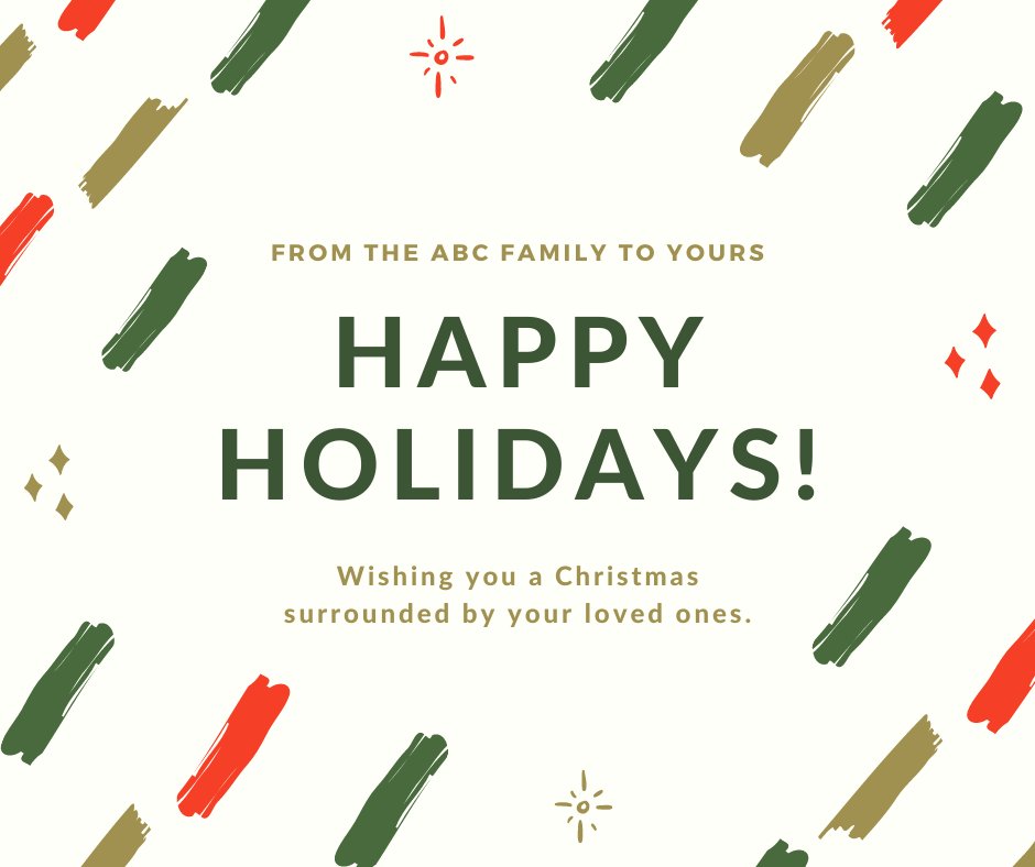 From all of us here at ABC: we wish you a very Merry Christmas and Happy Holidays! May your days be filled with warmth, family, and cheer. 🎄