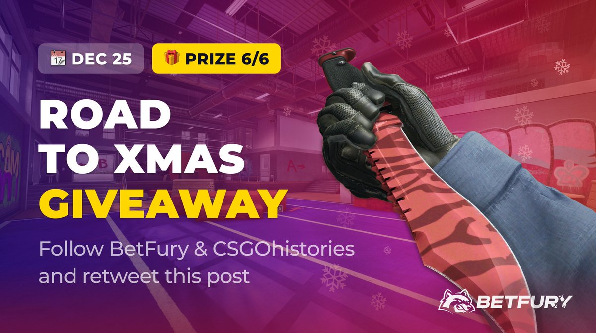 MERRY CHRISTMAS 🎅

🎄Everyday until Christmas a new skin is posted and everyday the value INCREASES!🎅(6/6)

★  Bowie Knife Slaughter

To enter:

✅Follow me and @BetFury_Sport
✅Retweet

Rolling in 24 hours!⏰ Good Luck!💎