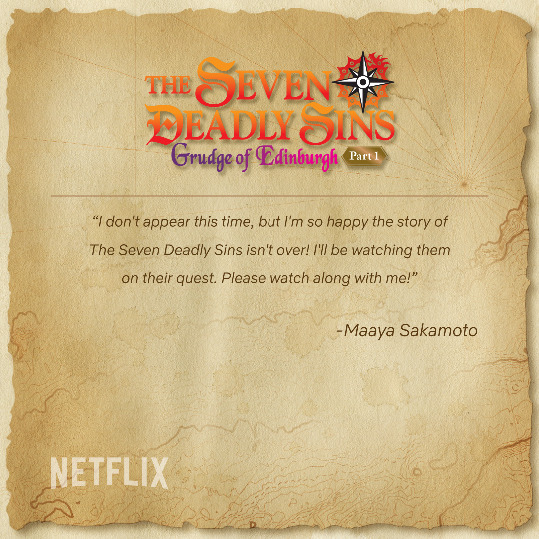 Netflix Anime on X: Check out this note from Maaya Sakamoto (Merlin)! “My  Seven Deadly Sins castmates are stimulating and fun! While we're recording  together, it makes me think, 'wow, voice actors