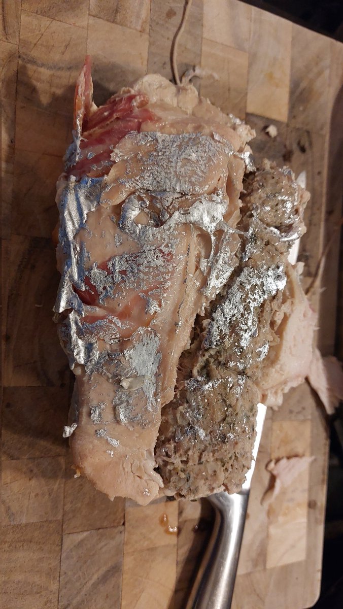 shuboarder's tweet photo. @Tesco Clearly, the "ovenable pad" is not ovenable! This turkey breast looks like Sarah Connor cooked it alongside the T-1000. #Turkminator #XmasDinner #Christmas https://t.co/0ZR9QrglEd