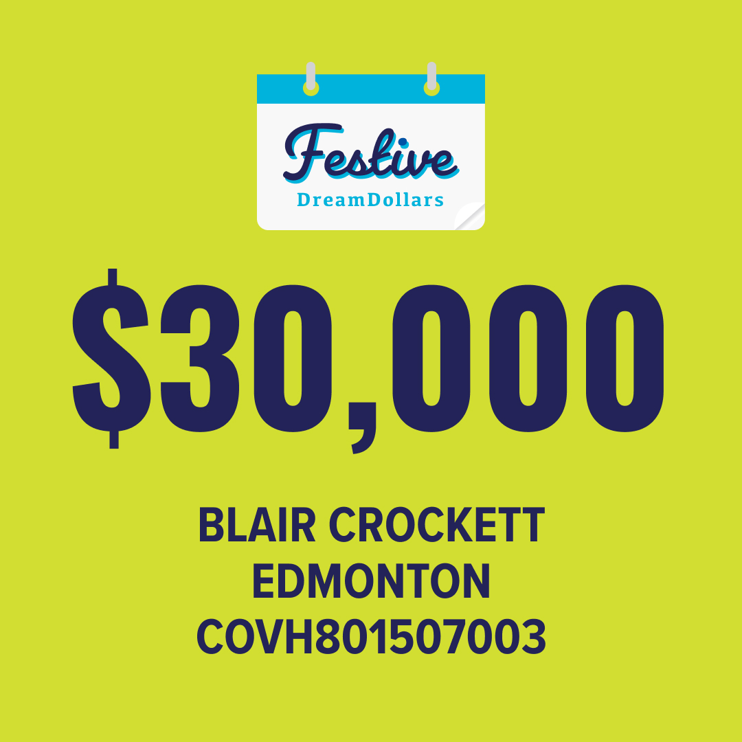 Blair Crockett is the Christmas Day winner of $30,000 Festive Dream Dollars! Congrats Blair! ☃️🤩🎉