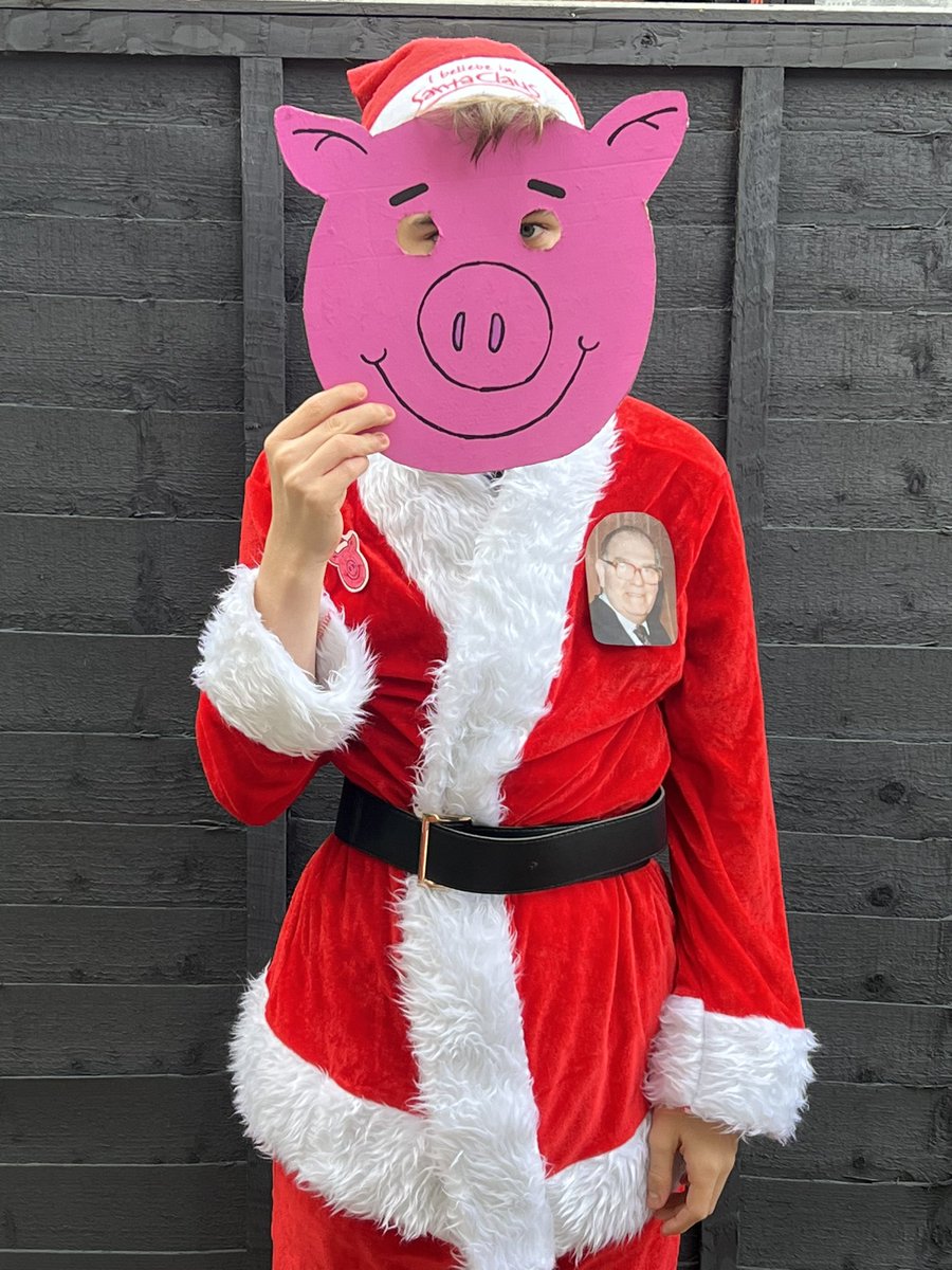 Day 25 of Wills #adventcalendar2022 run/cycle for <a href="/braintumourrsch/">Brain Tumour Research</a> 
So proud of him he has ran 25 miles and cycled 300 miles this month
Todays outfit was very special as it has a picture of my grandad who died 19 years ago today
I love <a href="/marksandspencer/">M&S</a> Percy Pig
Merry Christmas
