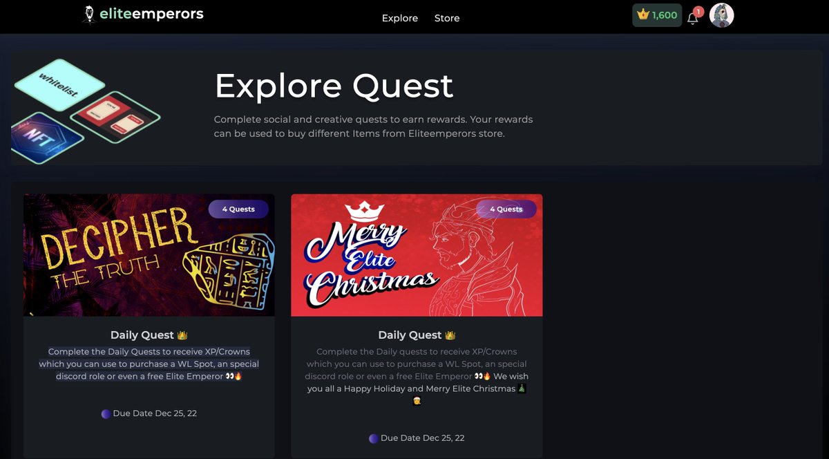 eliteemperornft's tweet photo. Raffles are LIVE 🤌👑

Introducing Elite Raffles, a 100% FREE and $0 cost way to participate in community raffles

Complete quests/missions and participate in raffles in our Bounty Platform https://t.co/TGUpb2gukc