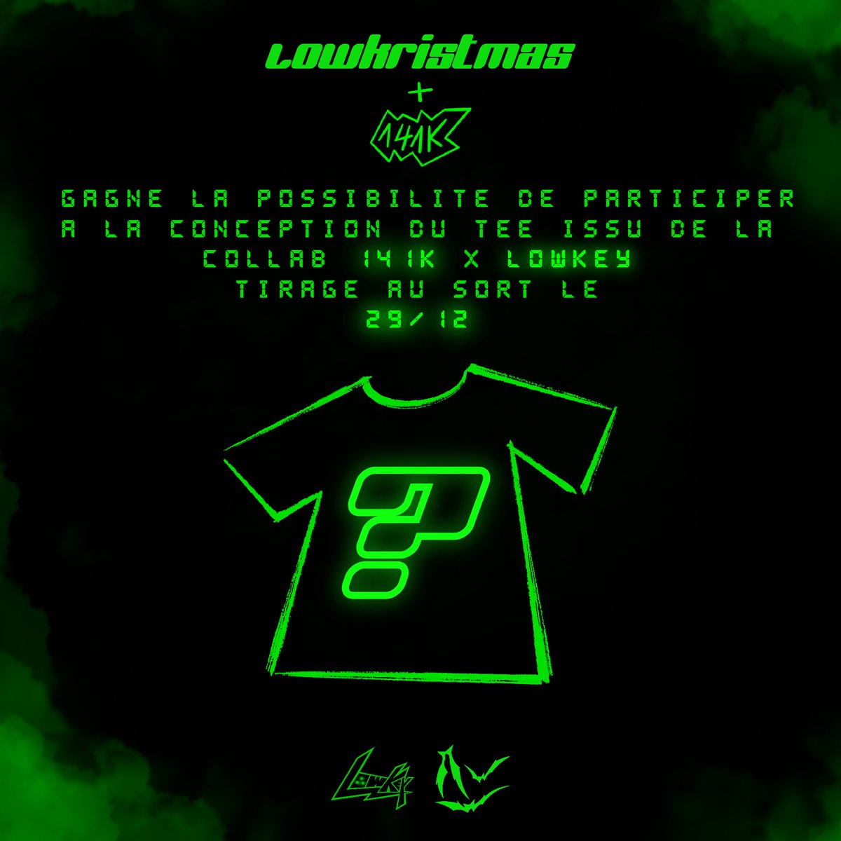 lowkeypack's tweet photo. ❄️Concours de Noël❄️

Pour vous remercier pour cette année, on vous offre l’opportunité avec 141K de participer à la création d’un Tee limité issu de la collaboration 141K x Lowkey qui sortira prochainement !

📢Pour participer RT + Follow @lowkeypack &amp; @1FOR1K 

TAS le 29/12‼️ https://t.co/BGb7hnCiAK