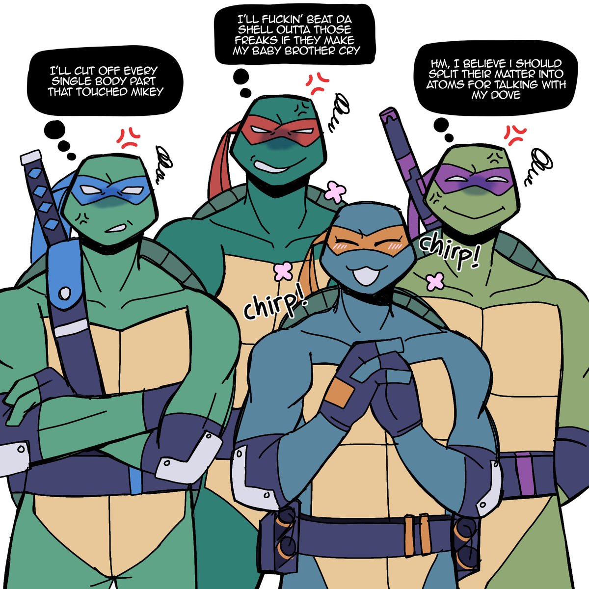 kinvru's tweet photo. 💙❤️💜🧡 - 2003 GoodFuture! AU

To summarize their relationship: 
Overprotective Yandere Big Brothers x Oblivious Baby Brother

Since they are recognized as heroes by the humans, they grew more wary of them. Especially, their baby brother who happens to be a trouble magnet #tcest https://t.co/iuobvo04Sp