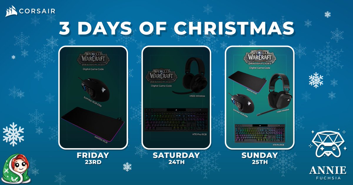 anniefuchsia's tweet image. The FINAL door to the great vault opens, and we find.. a FULL SETUP! 🥳🎉

🔸 Dragonflight Code
🔸 HS80 Wireless
🔸 K70 PRO RGB
🔸 Scimitar RGB Elite
🔸 MM700 RGB

To enter:
1. RT + like the tweet
2. Tell me your favourite 2022 gaming memory 📝

#AnniesAdventCalendar2022🎄🎁
