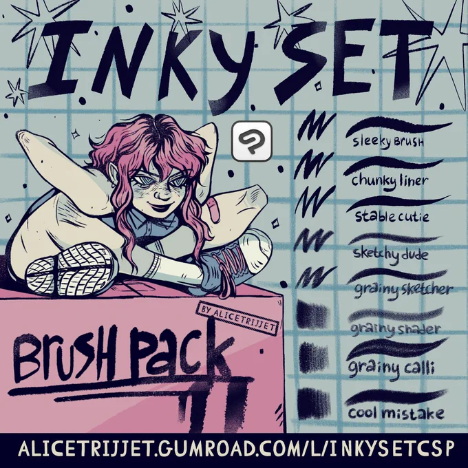 Happy to announce that I made the Clip Studio Paint version of my Inky Set brush pack + additional brush that is only available in CSP set✨✨✨

https://t.co/sJ9i6BnZj5 