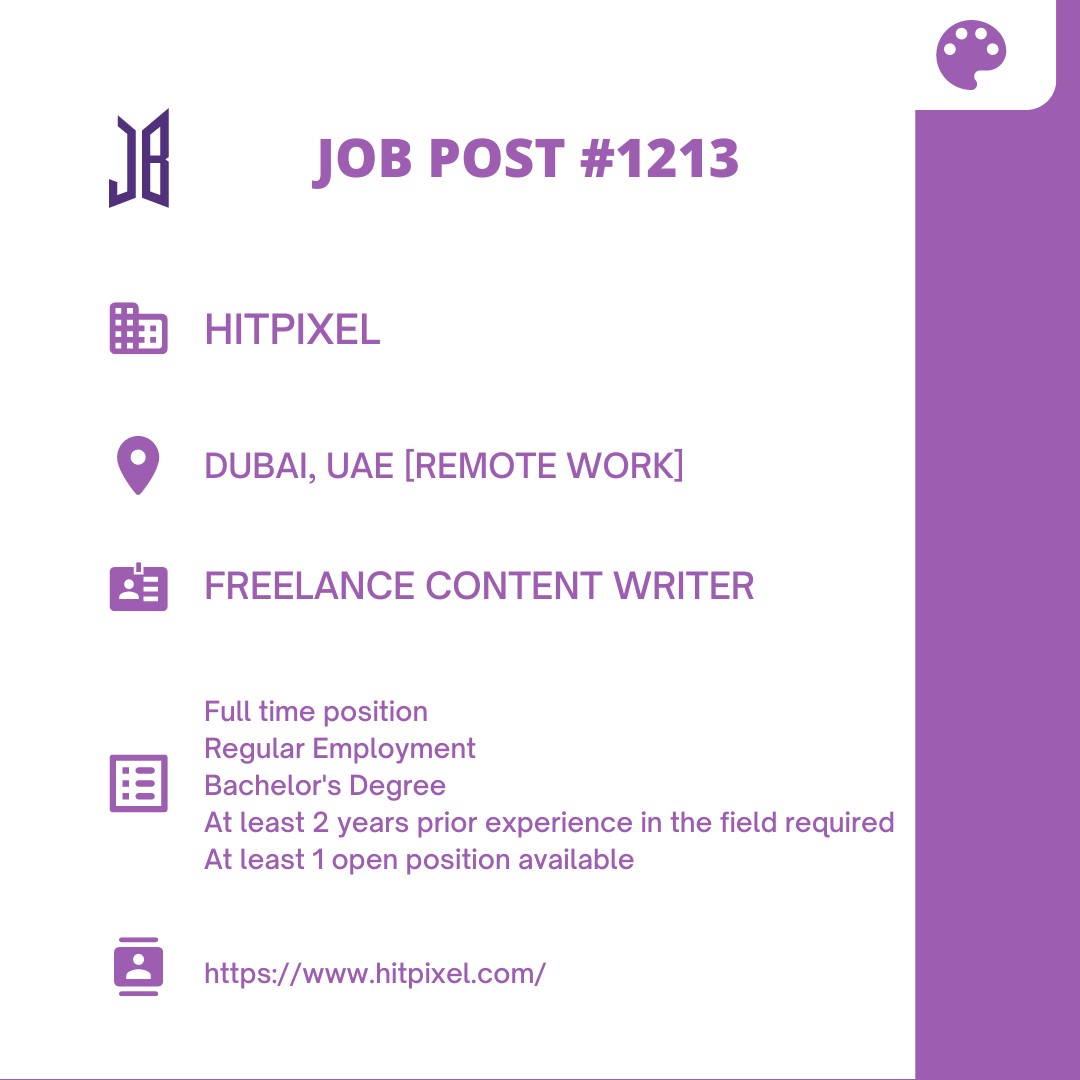 BTSARMYJobBoard's tweet photo. #BAJBUAE  #BAJBRemote 
Dubai, UAE [REMOTE WORK]  

https://t.co/XrfTjYu8NU

#BAJBDesign 

ARMYs, kindly contact the job poster / hiring party directly for more information. 😄

Good luck! 💜 https://t.co/tathnVIfYQ