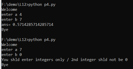 BhaktiAher6's tweet photo. Day 8 of #30DaysOfCode
✅Program for using Functions:
✔To read an integer its even or odd try with single except

✔Division of two numbers using try with default except
✔Division of two numbers using Raise keyword 
✔To read a number and print the square root https://t.co/s3KGxDFLLN